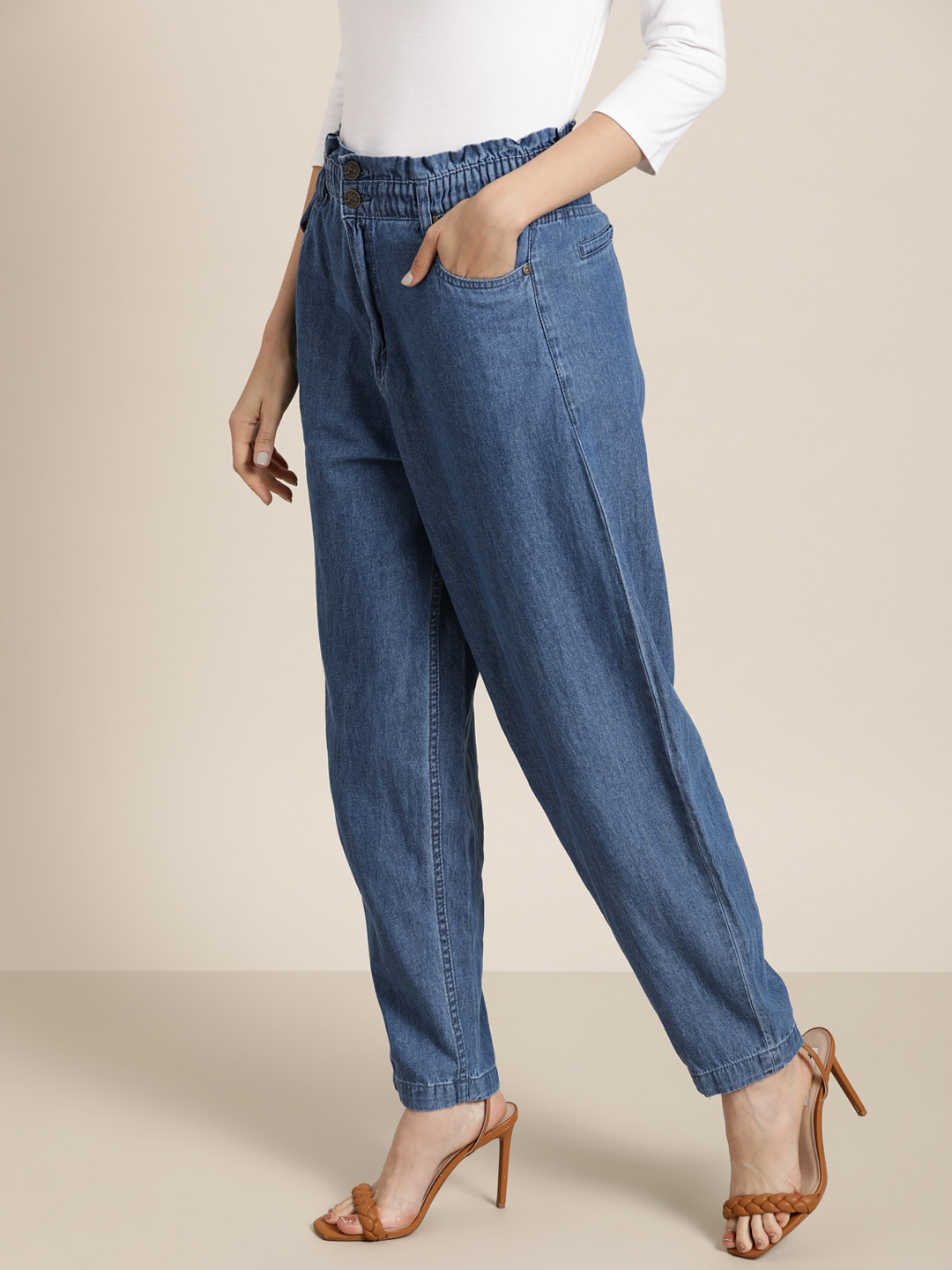 

all about you Women Blue Pure Cotton Tapered Fit High-Rise Jeans
