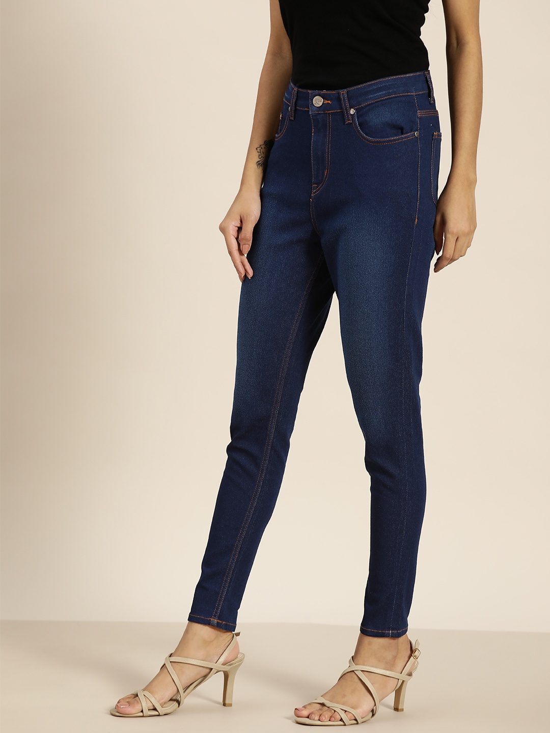 

all about you Women Navy Blue Skinny Fit High-Rise Stretchable Jeans