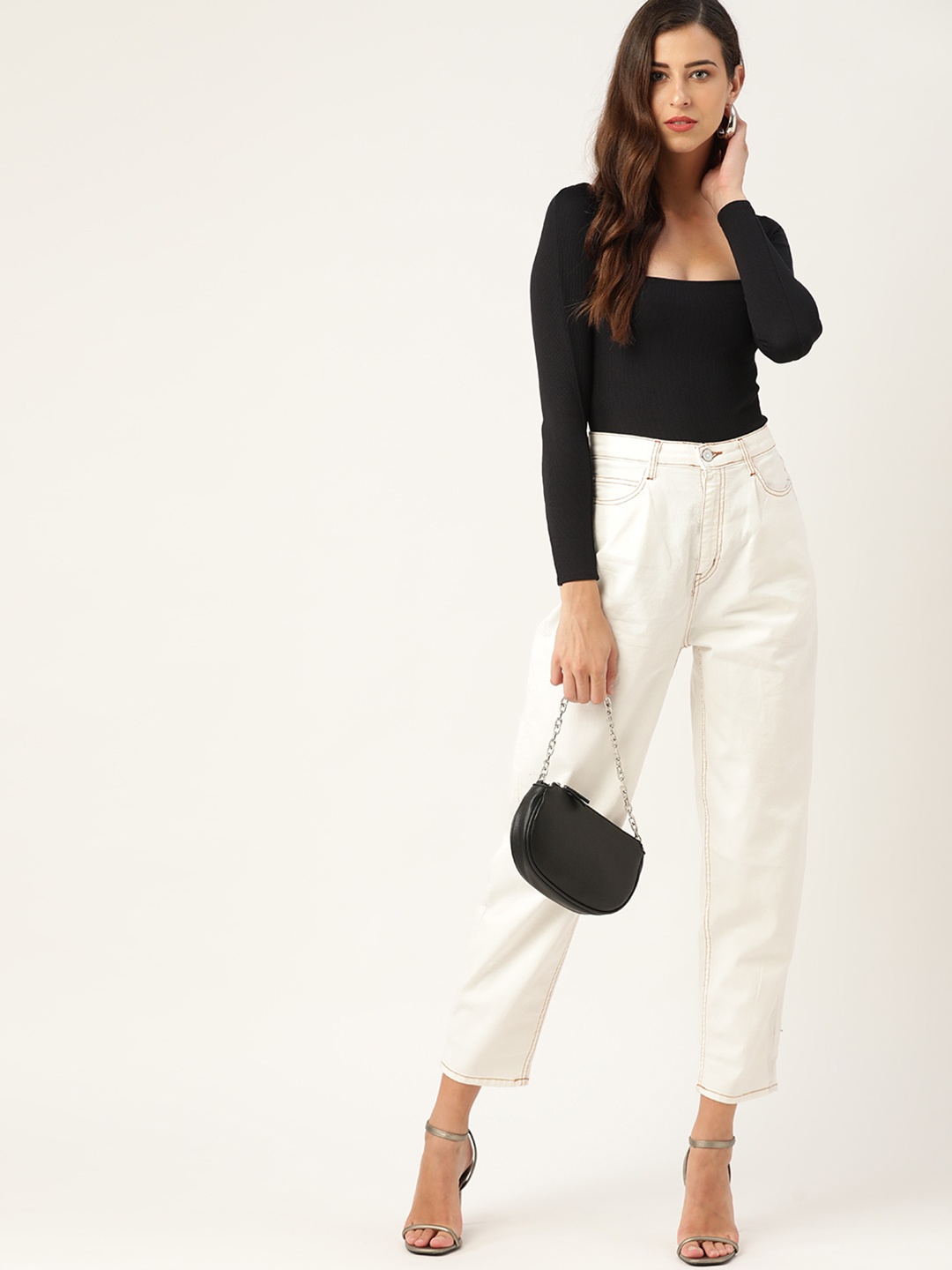 

all about you Women White Slouchy Fit High- Rise Stretchable Jeans