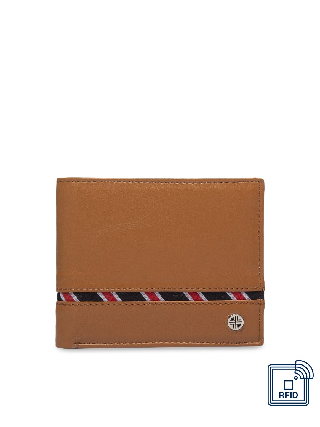 

Carlton London Men Tan Brown Solid RFID Leather Two Fold Wallet