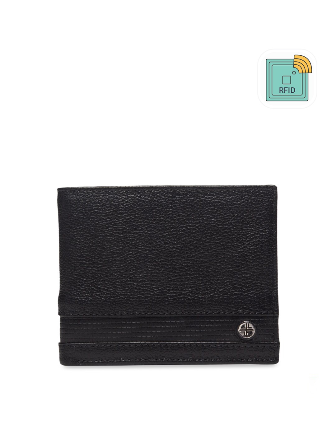 

Carlton London Men Black RFID Textured Leather Two Fold Wallet