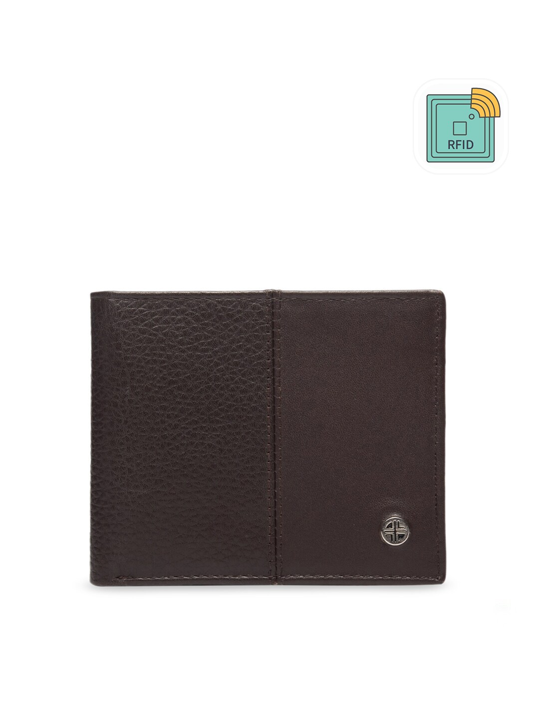 

Carlton London Men Coffee Brown Solid RFID Leather Two Fold Wallet