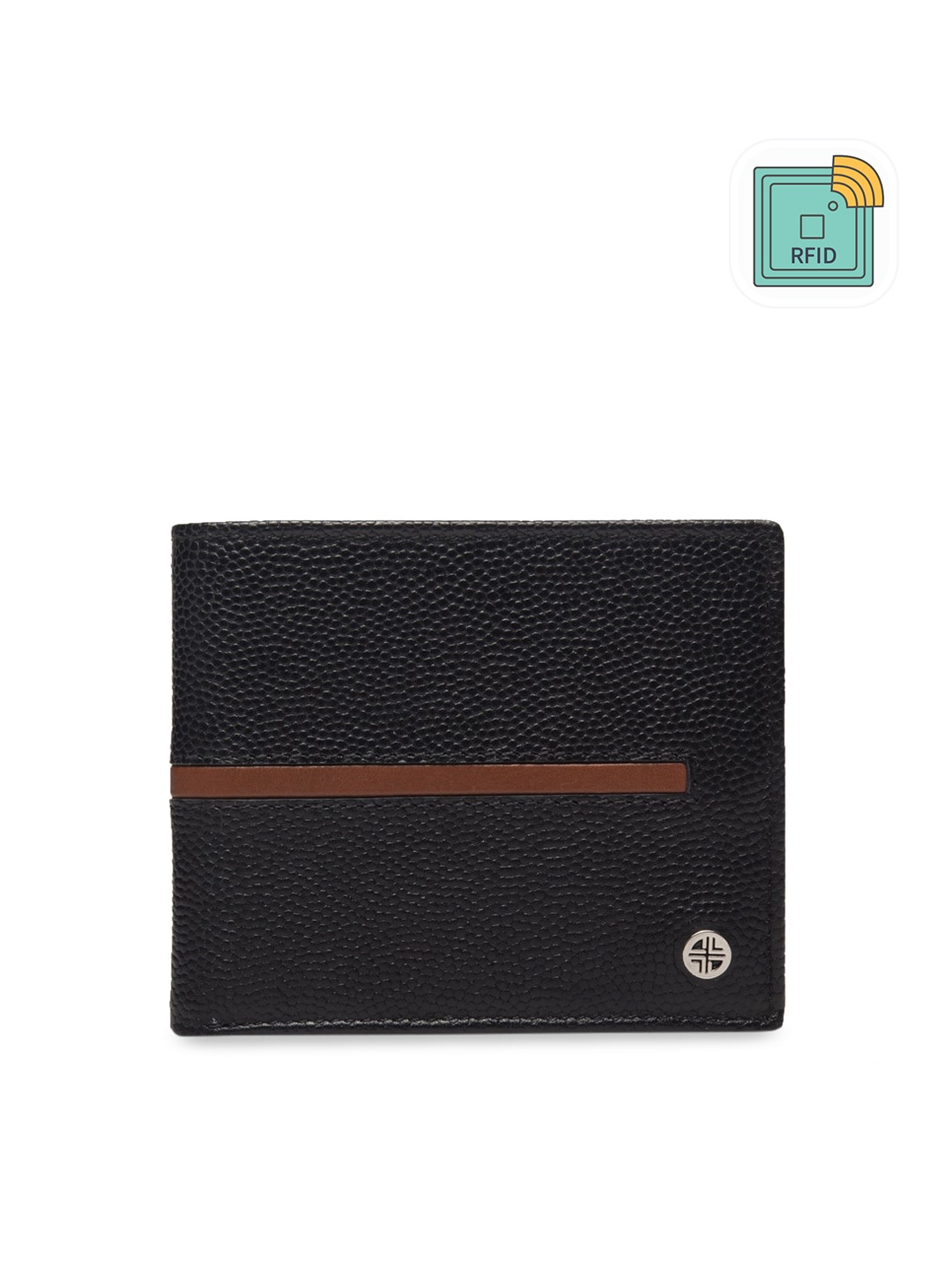 

Carlton London Men Black & Maroon RFID Leather Two Fold Wallet