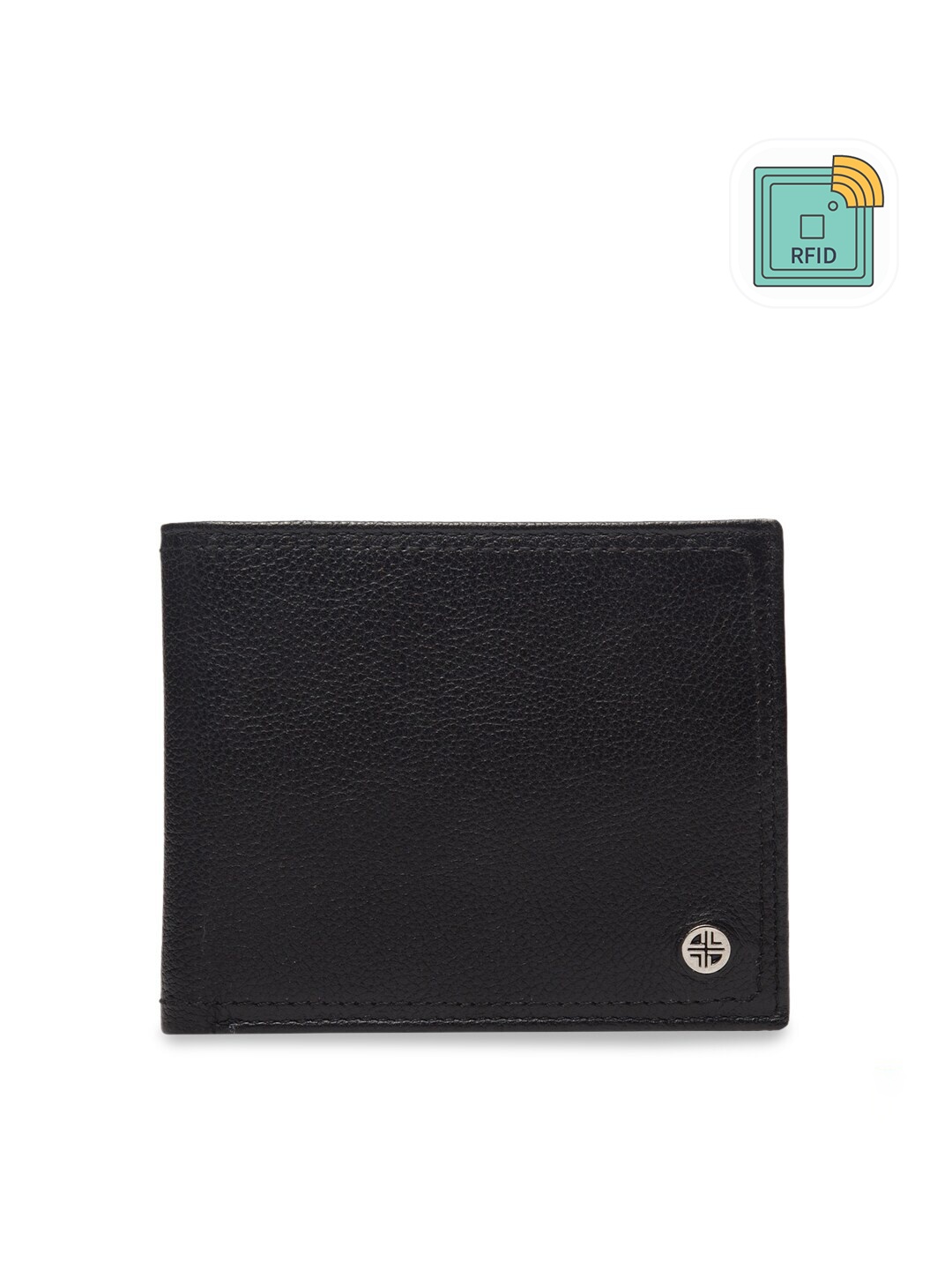 

Carlton London Men Black & Tan Brown RFID Leather Two Fold Wallet