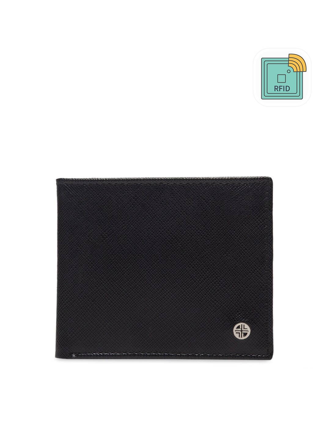 

Carlton London Men Black Textured Leather RFID Two Fold Wallet
