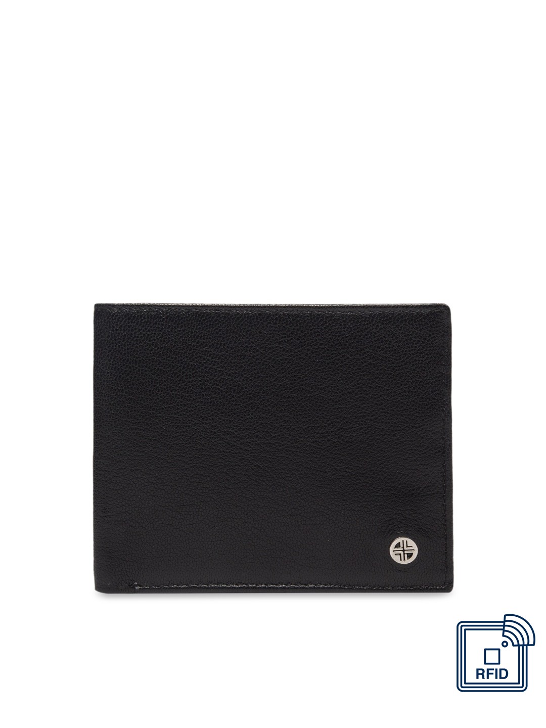 

Carlton London Men Black Leather RFID Leather Two Fold Wallet
