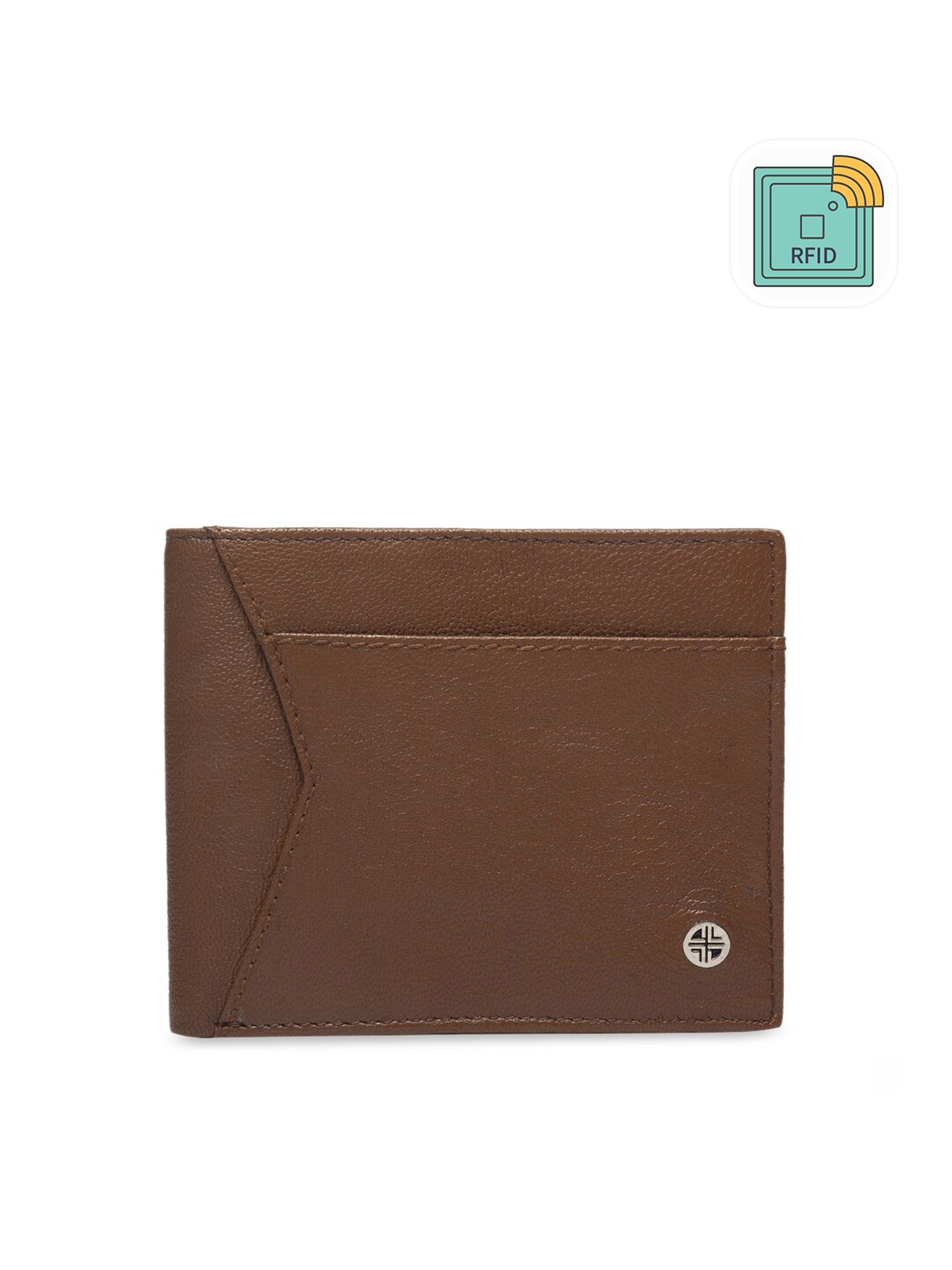 

Carlton London Men Tan Solid RFID Leather Two Fold Wallet