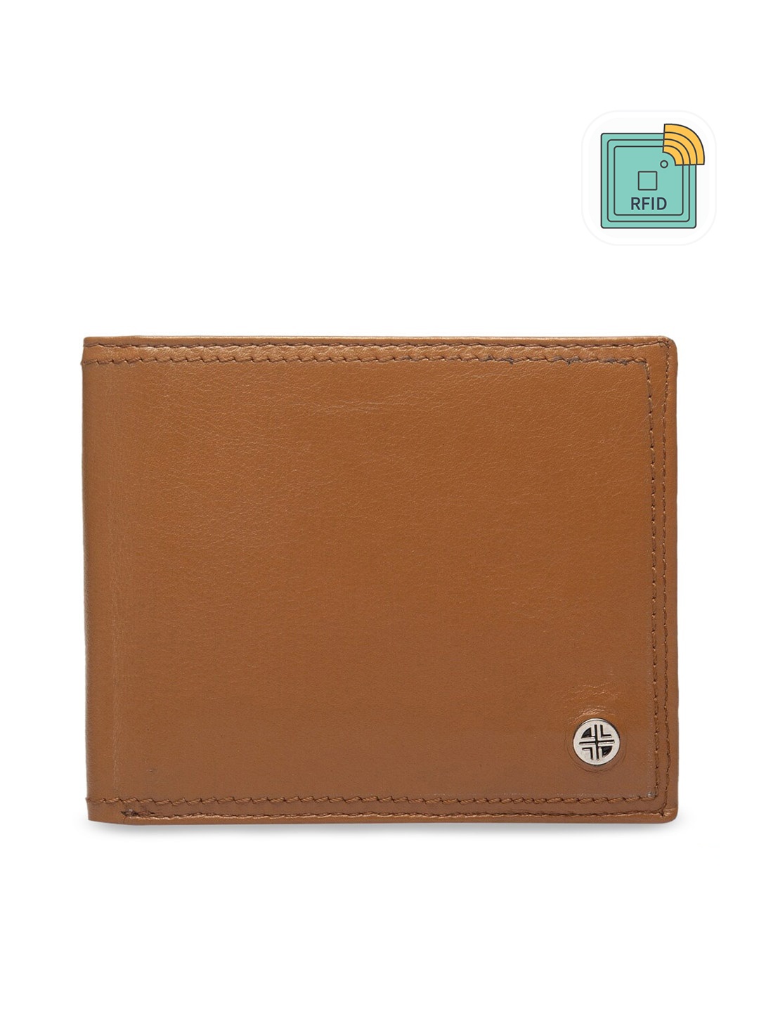 

Carlton London Men Tan Brown Solid RFID Leather Two Fold Wallet