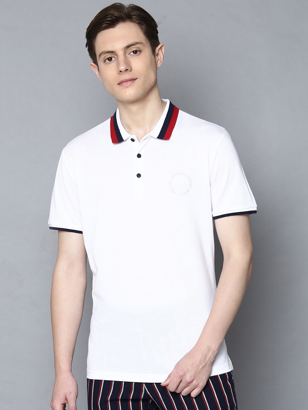 

Antony Morato Men White Slim Fit Solid Polo Collar T-shirt