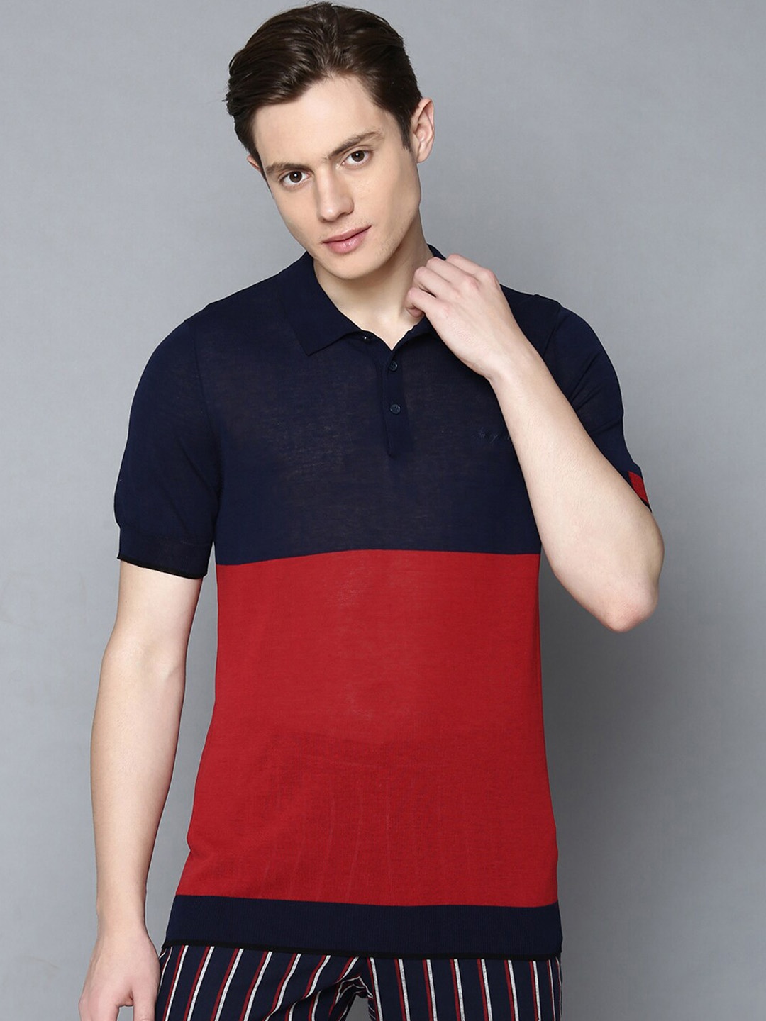 

Antony Morato Men Red Colourblocked Polo Collar T-shirt