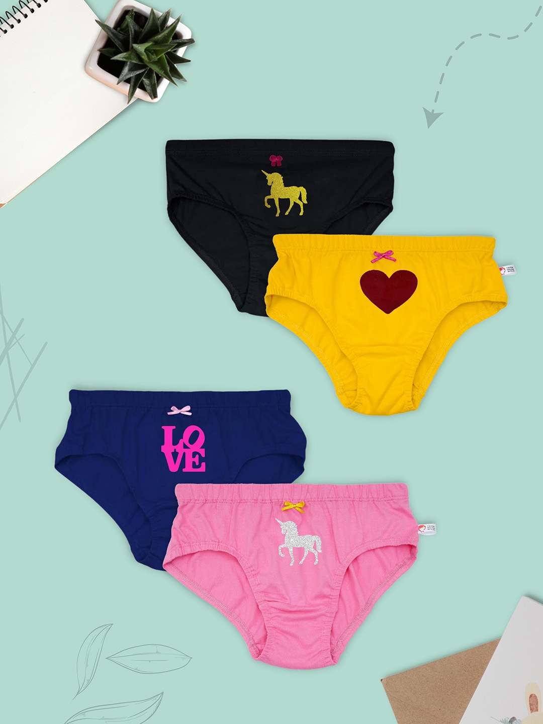 DChica Girls Pack Of 4 Assorted Basic Briefs DCPNJN6489/4-5
