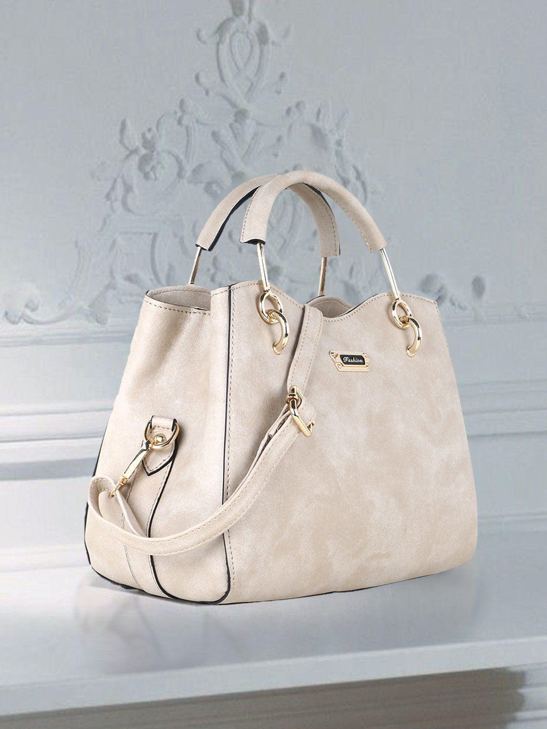

WOMEN MARKS Cream-Coloured Solid Handheld Bag