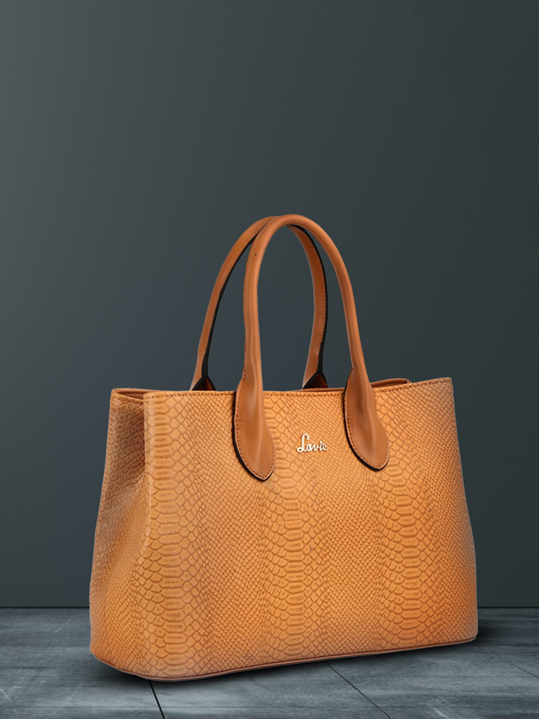 

Lavie Ficus Orange Animal Textured Structured Handheld Bag