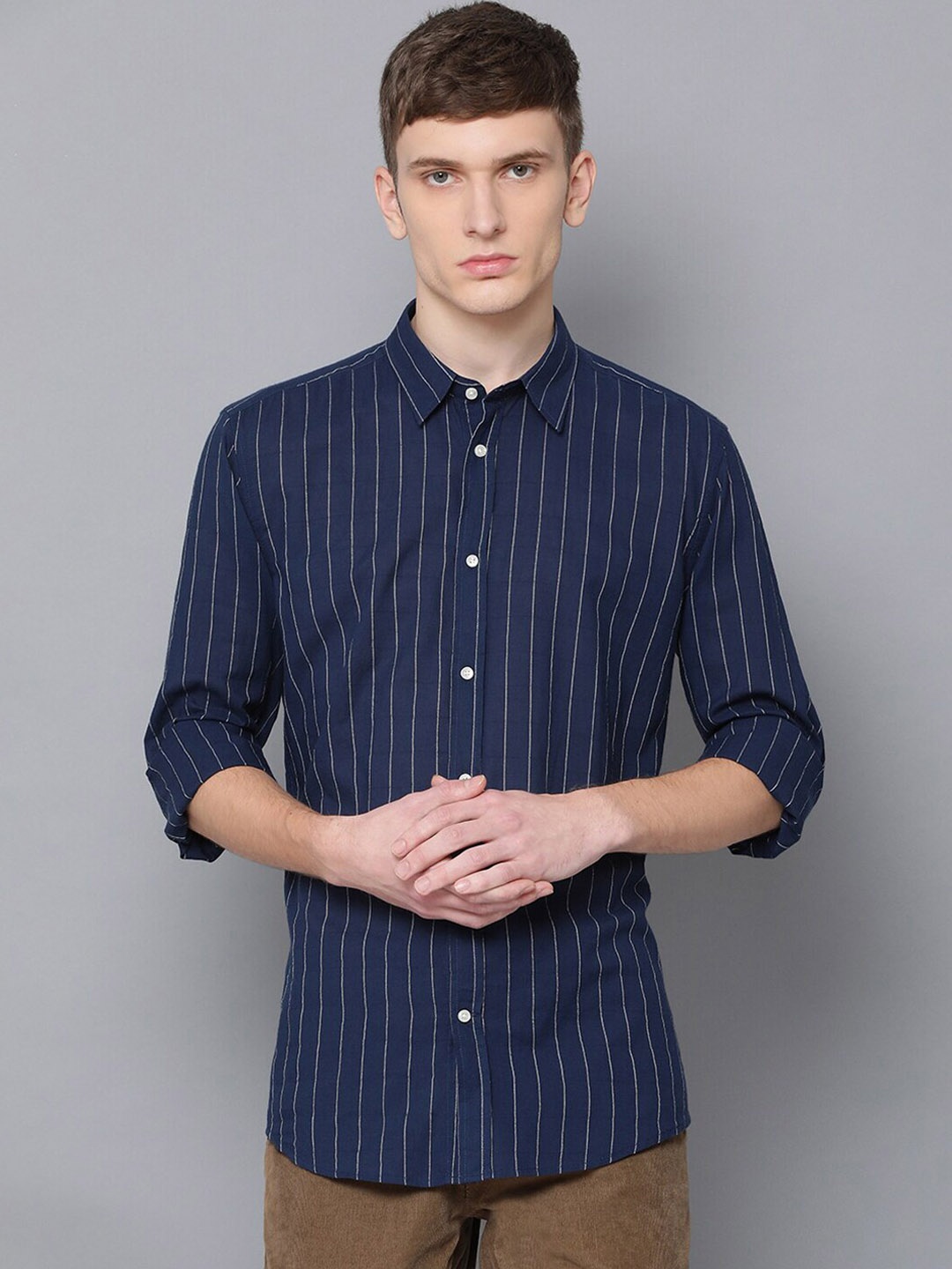 

Antony Morato Men Blue Slim Fit Striped Casual Shirt