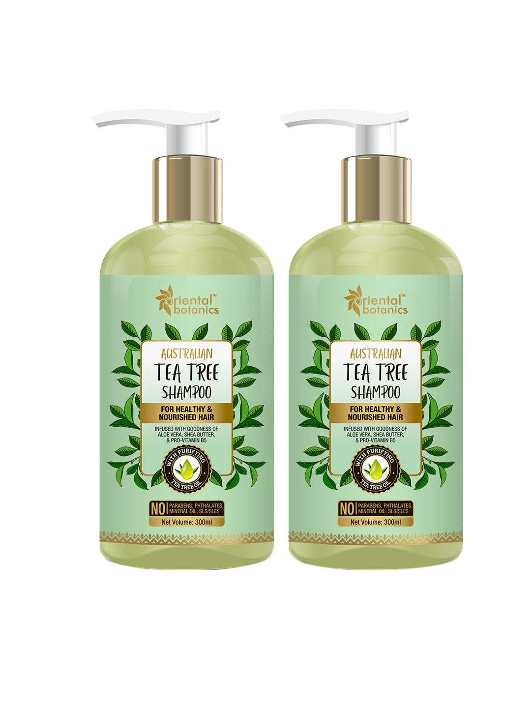 

Oriental Botanics Unisex Australian Set of 2 Tea Tree Hair Shampoo 300 ml, Green