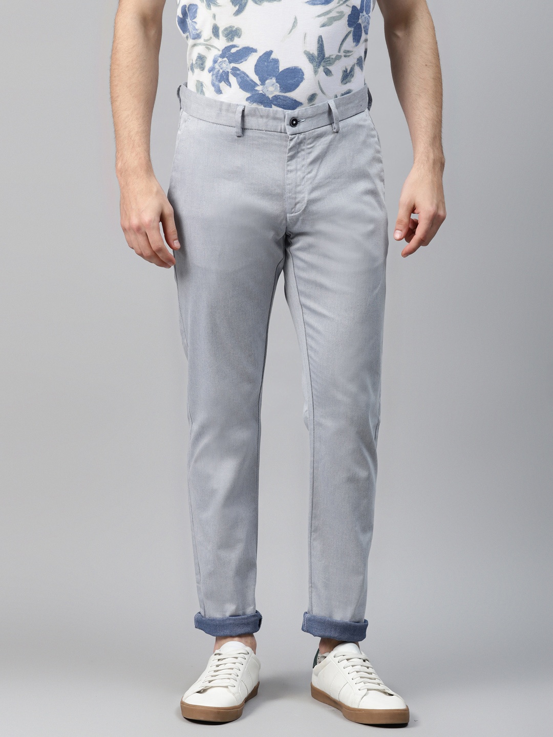 

Blackberrys Men Blue B-95 Slim Fit Self Design Regular Trousers