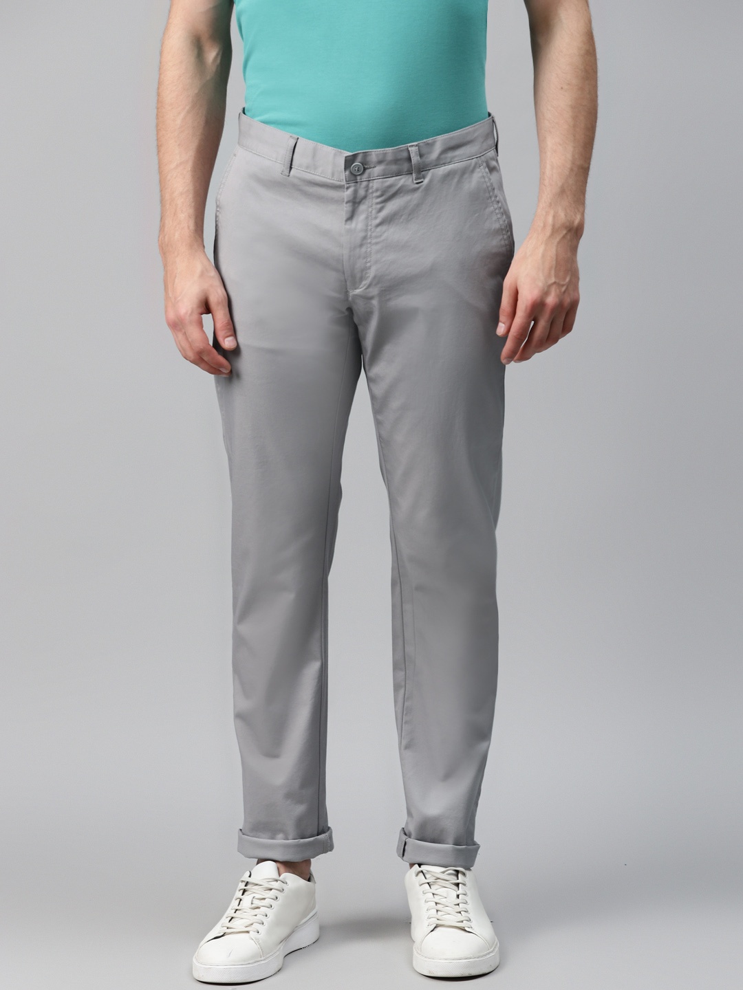

Blackberrys Men Grey B-95 Slim Fit Solid Chinos