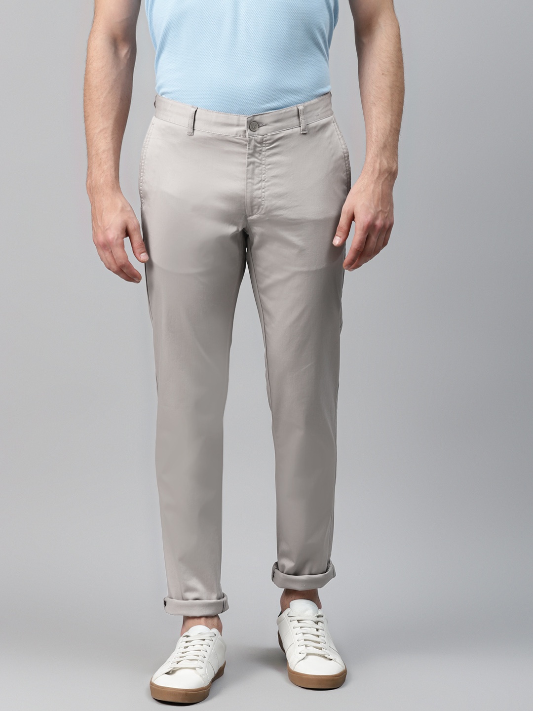

Blackberrys Men Grey B-91 Skinny Fit Low-Rise Solid Chinos