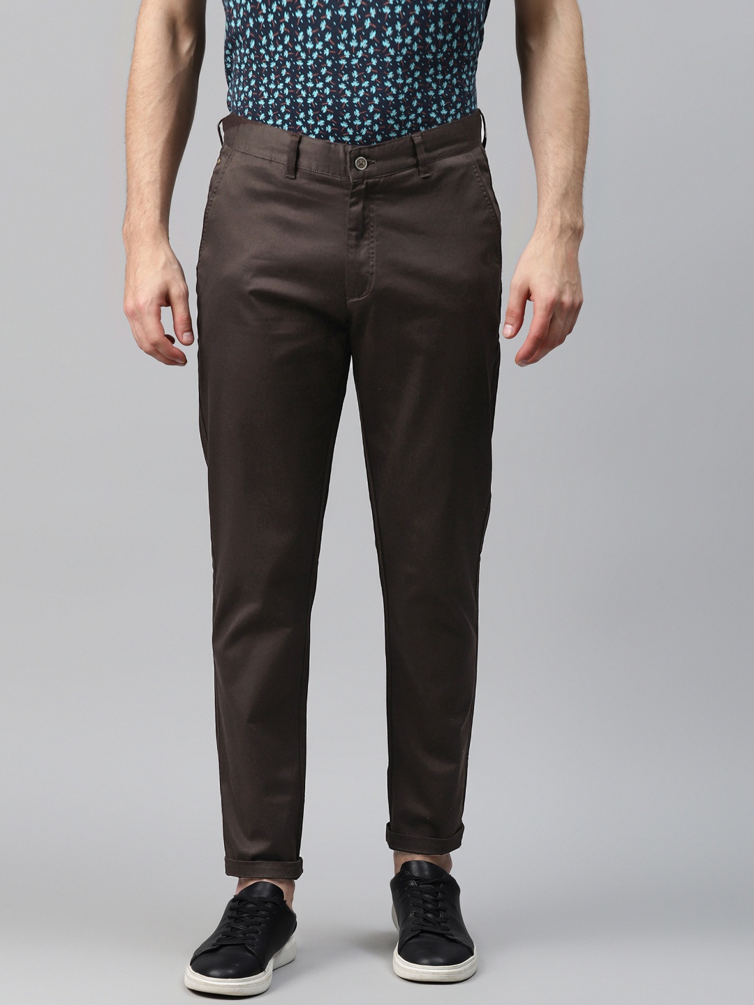 

Blackberrys Men Coffee Brown Arise Regular Fit High-Rise Solid Chinos