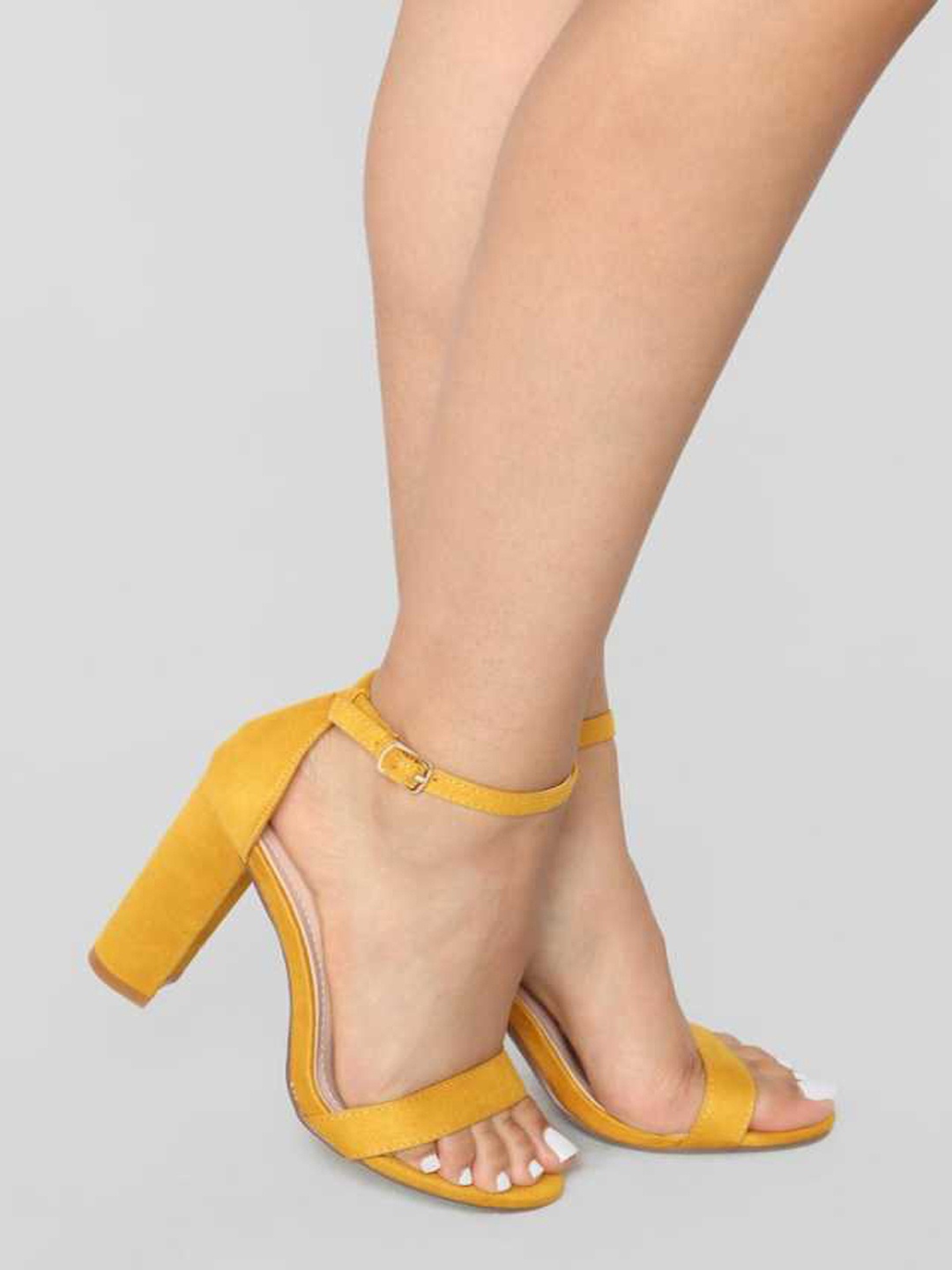 

Shoetopia Women Mustard Yellow Suede Solid Heels