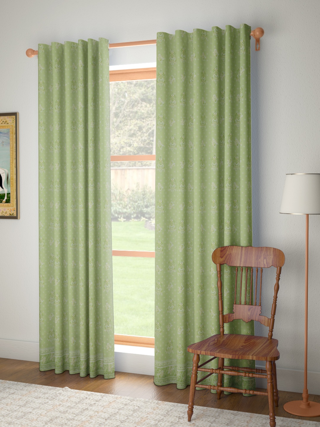

House of Pataudi Green Ethnic Printed Siyahi Rozana Door Curtain