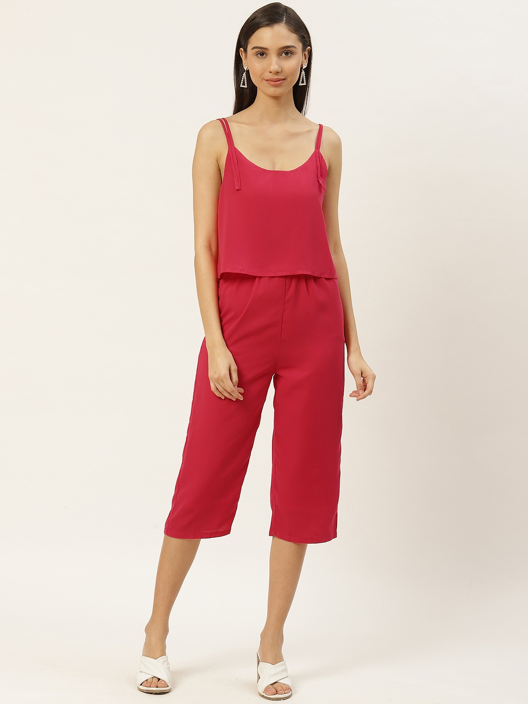 

DODO & MOA Women Fuchsia Solid Capri Jumpsuit