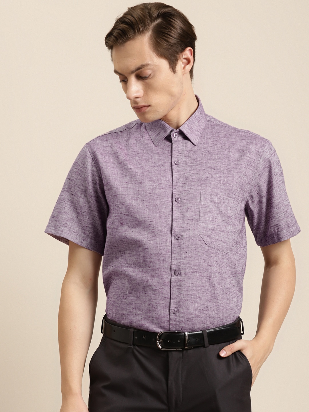 

SOJANYA Men Purple Classic Regular Fit Solid Formal Shirt