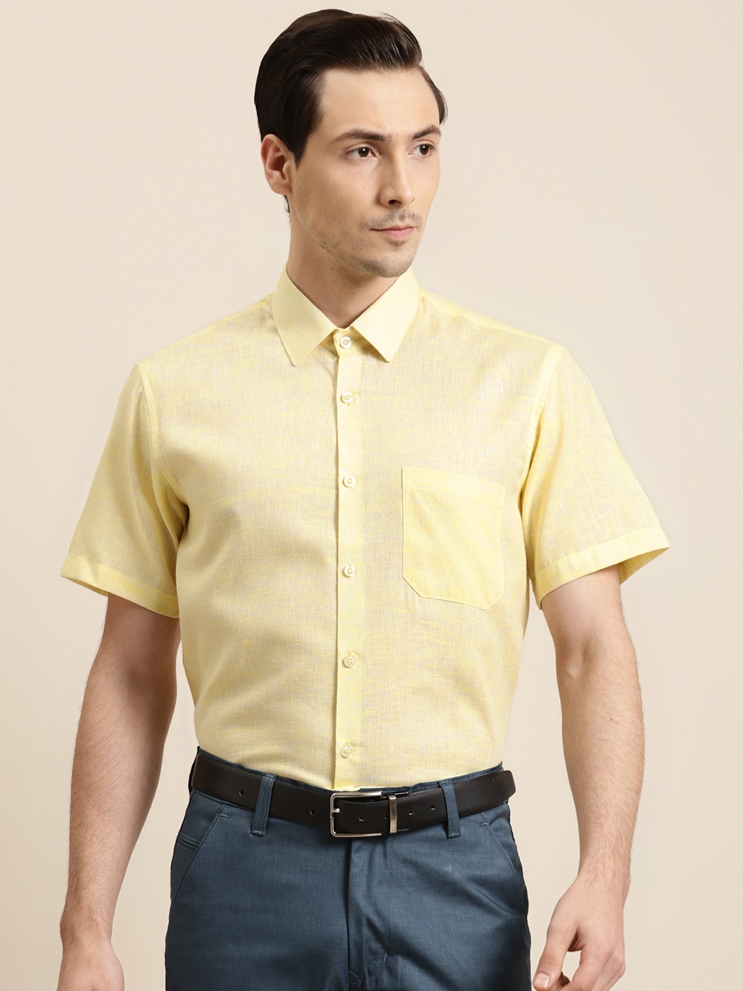

SOJANYA Men Yellow Classic Regular Fit Solid Formal Shirt