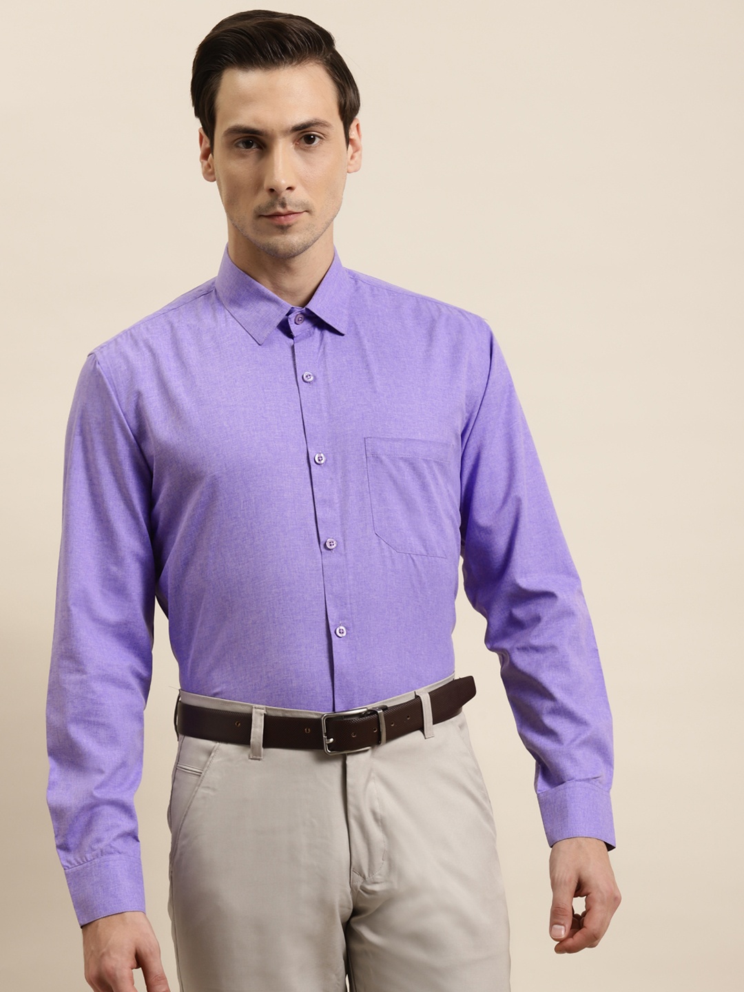 

SOJANYA Men Purple Classic Regular Fit Solid Pure Cotton Formal Shirt