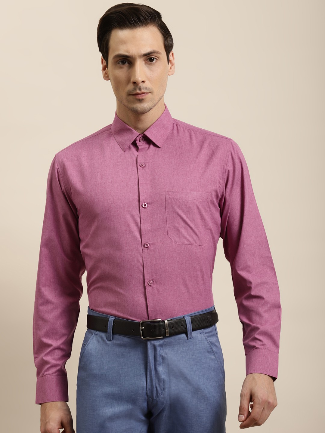 

SOJANYA Men Pink Solid Classic Regular Fit Cotton Formal Shirt