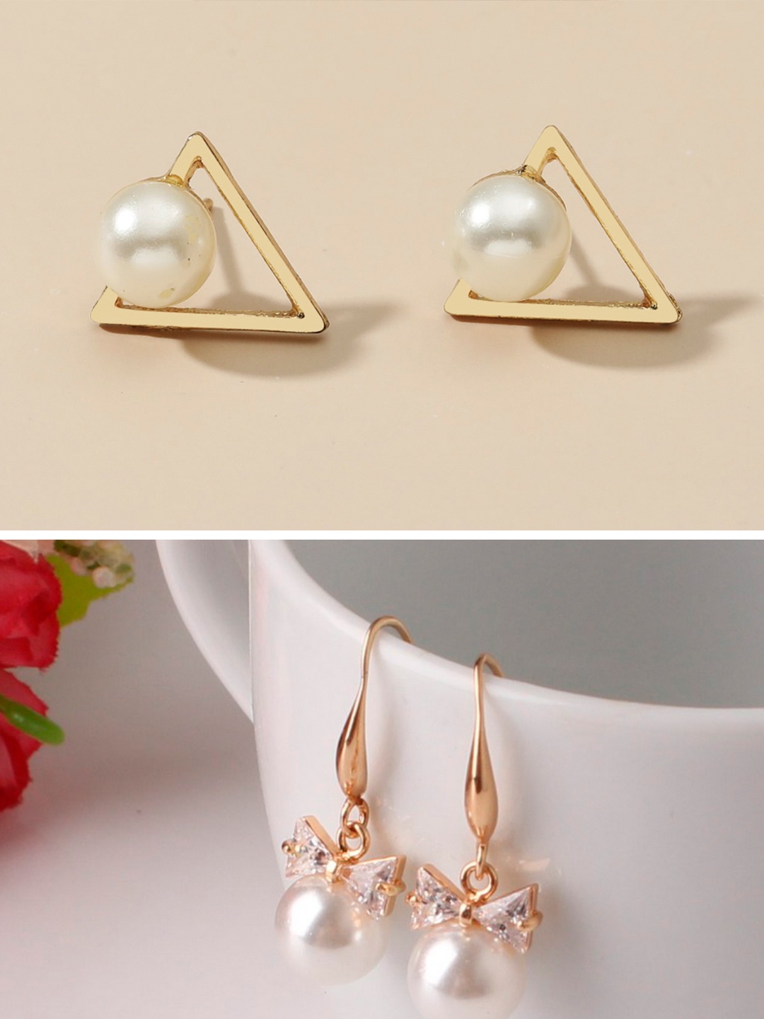 

OOMPH Set Of 2 Gold-Toned Contemporary Studs