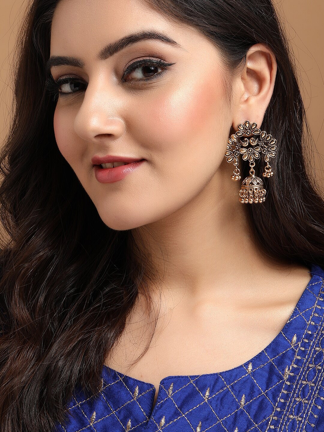 

Rubans Gold-Toned Contemporary Jhumkas