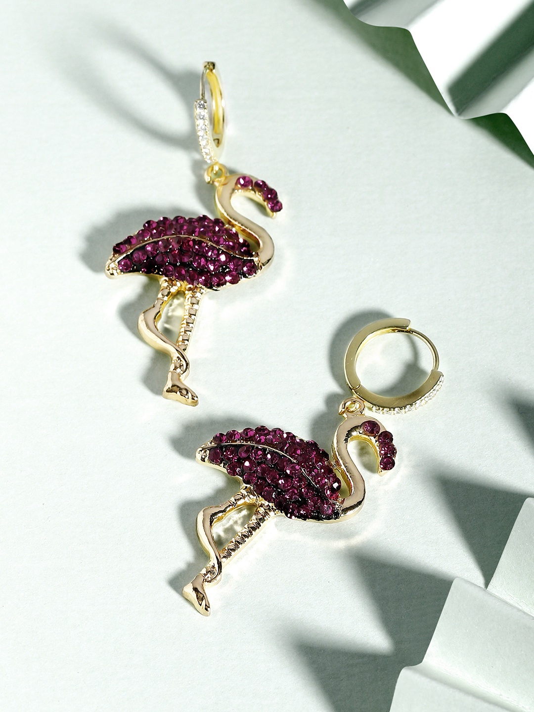 

TOKYO TALKIES X rubans FASHION ACCESSORIES Gold-Plated Pink Flamingo Shaped Earrings