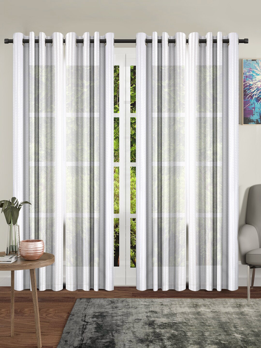 

Cortina White Set of 4 Sheer Curtains