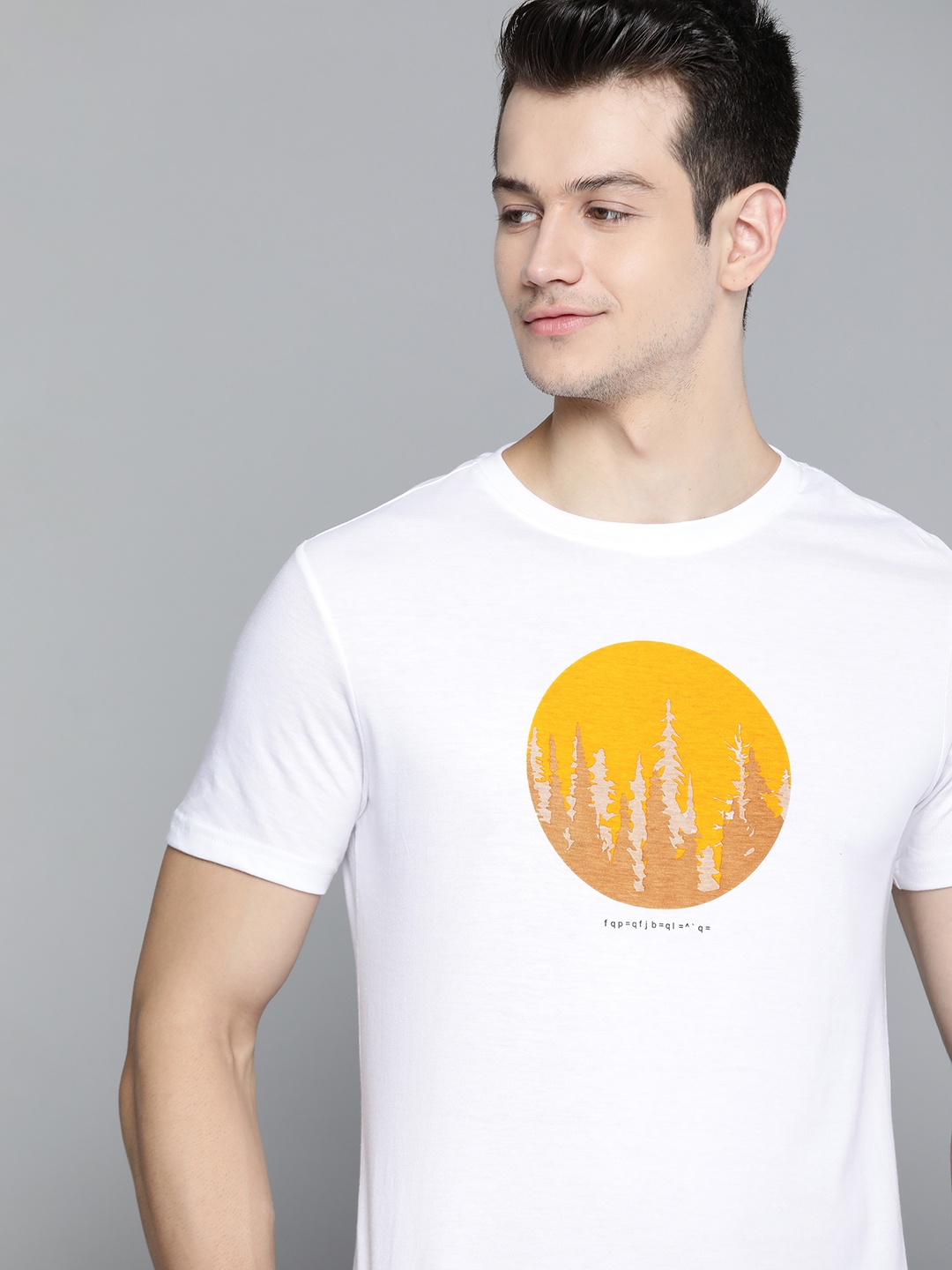 

M&H Our Water Men White & Yellow Printed Organic Cotton Sustainable T-shirt