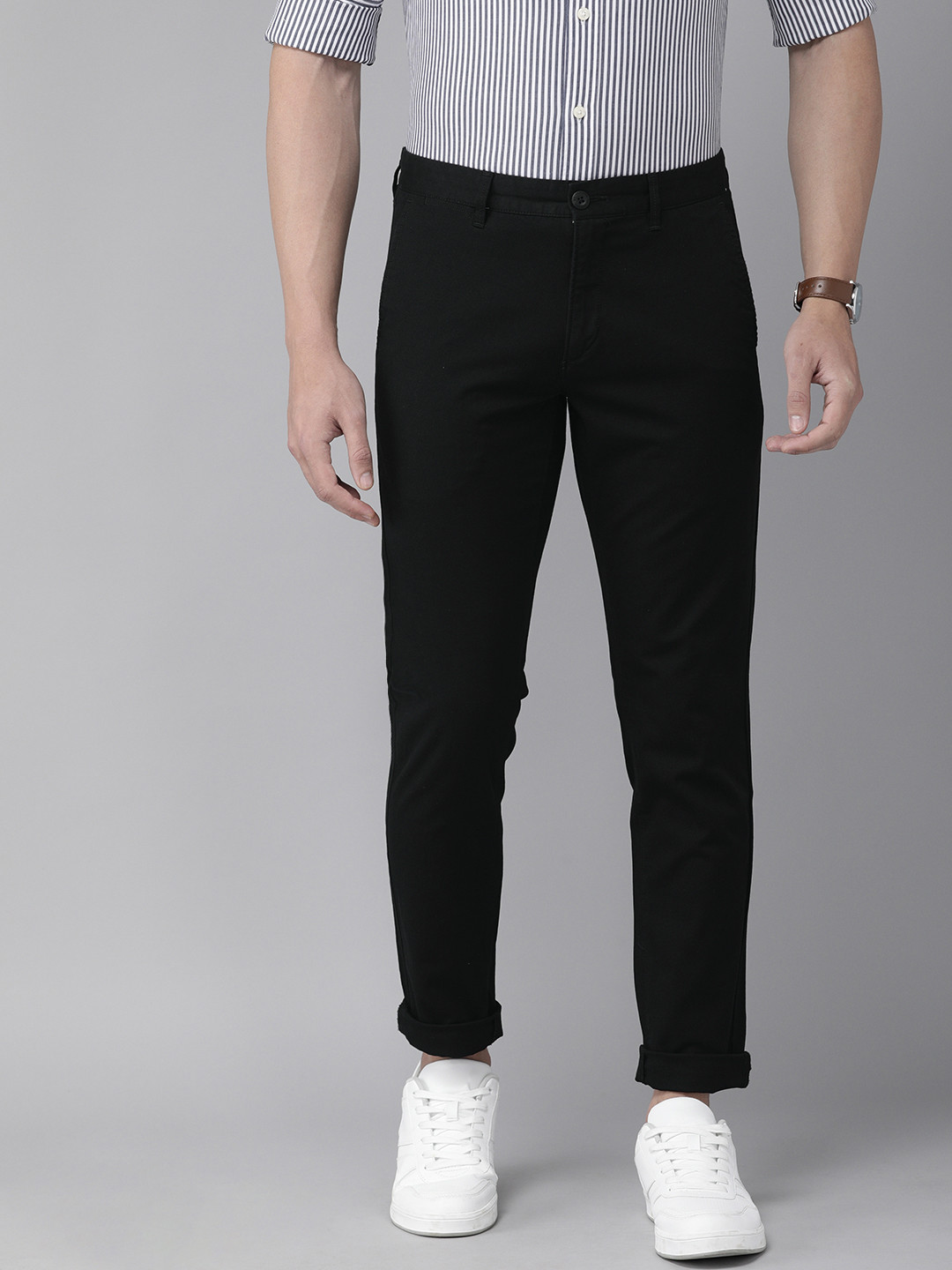 

U.S. Polo Assn. Men Black Austin Trim Fit Solid Regular Trousers