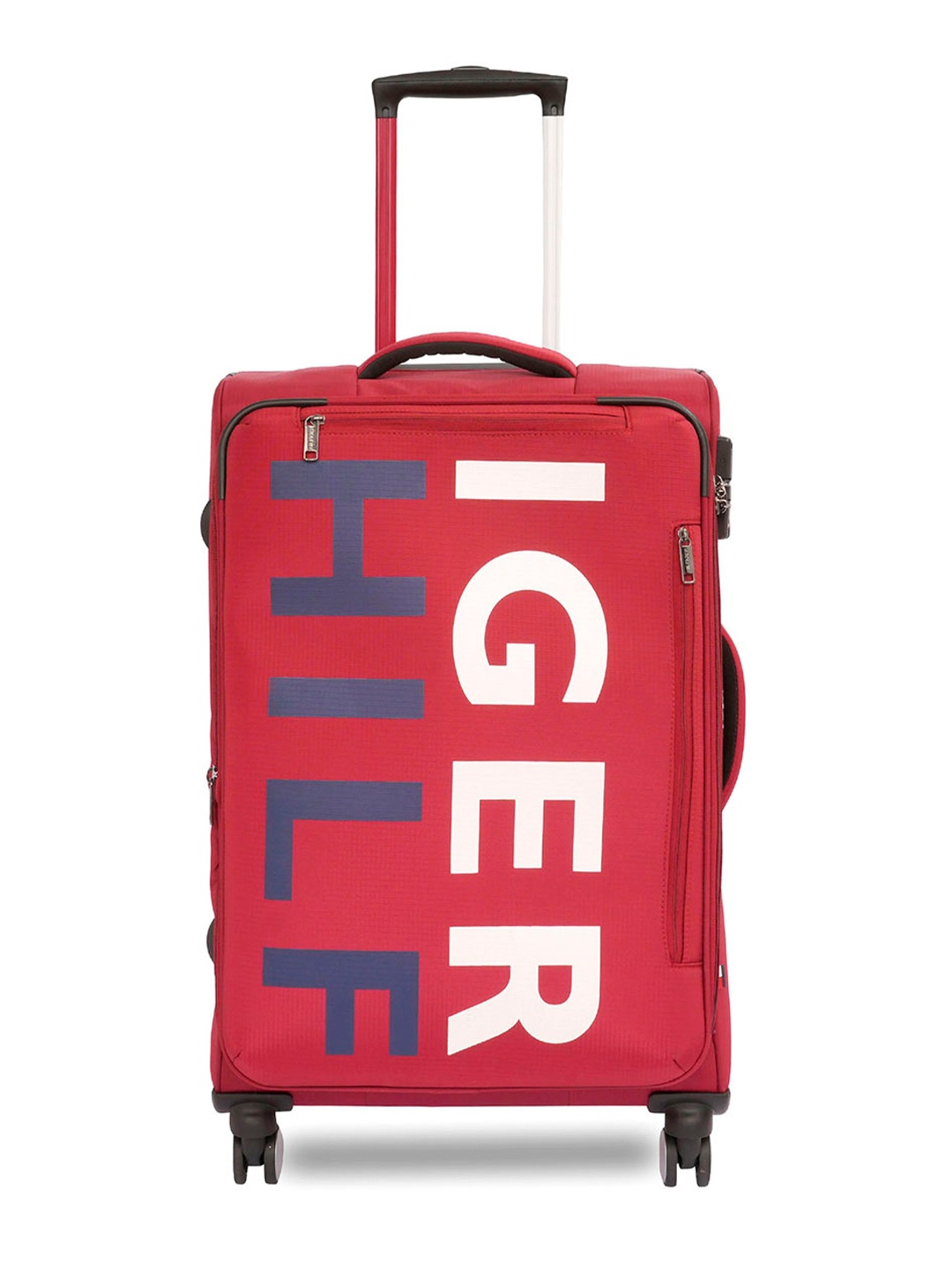 

Tommy Hilfiger 4 Wheels 360-Degree Rotation Soft Medium Trolley Suitcase, Red