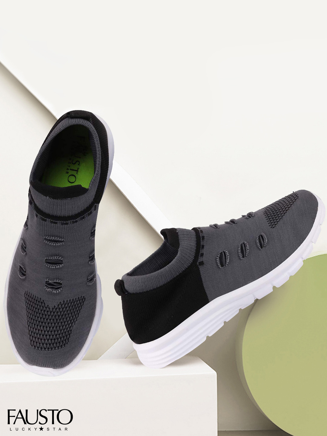 

FAUSTO Women Grey Canvas Walking Shoes
