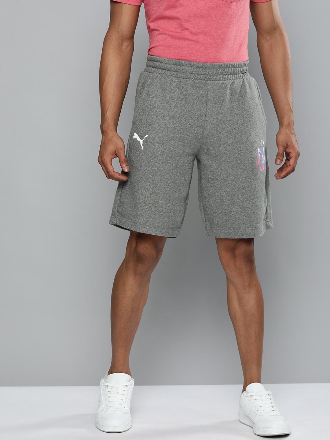 

Puma Men Grey Solid Regular Fit NEYMAR JR CREATIVITY Logo Regular Shorts