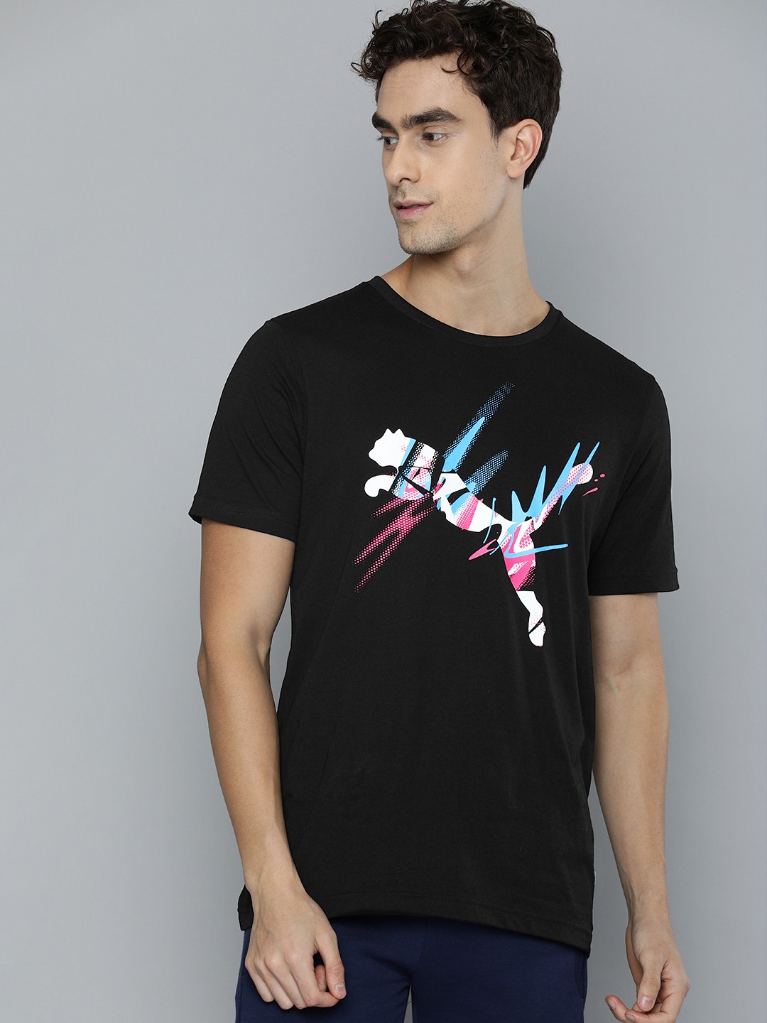 

Puma Men Black NEYMAR JR CREATIVITY Printed Round Neck Pure Cotton T-shirt