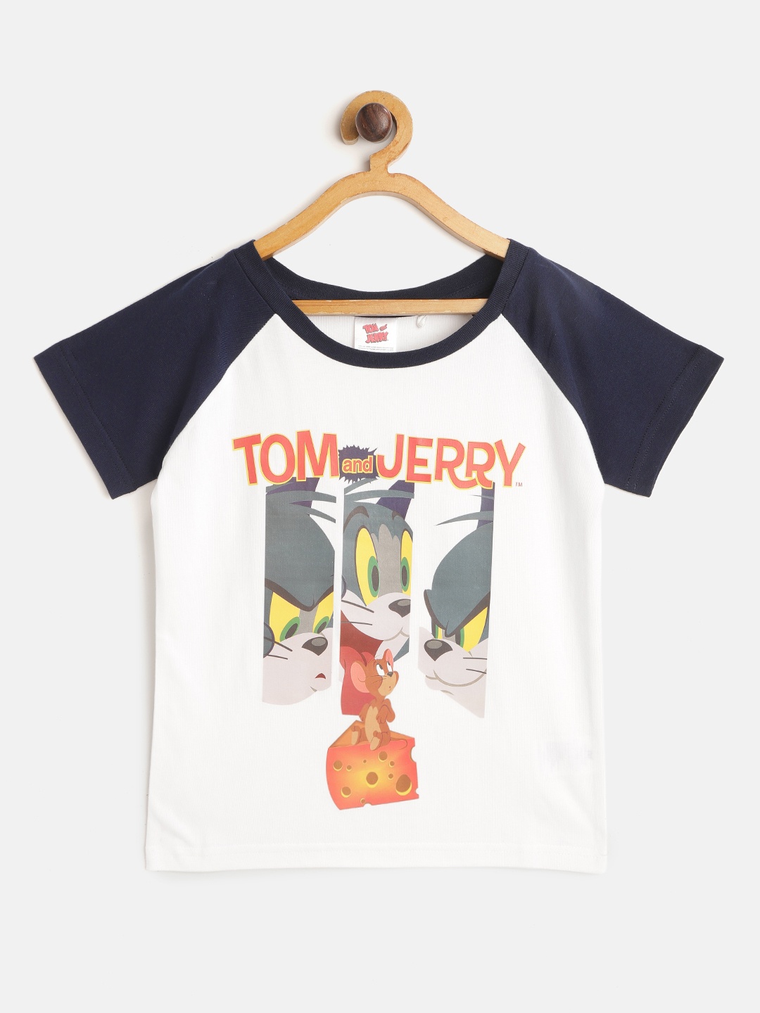 

toothless Boys White Grey Pure Cotton Tom Jerry Print Round Neck Pure Cotton T-shirt