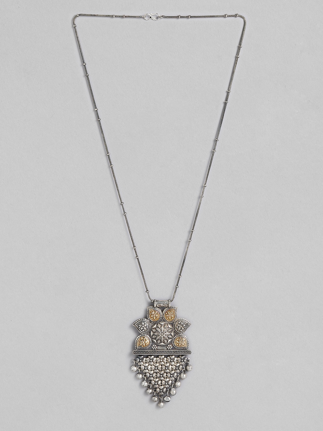 

Peora Oxidised Silver Plated Afghani Long Pendant Necklace