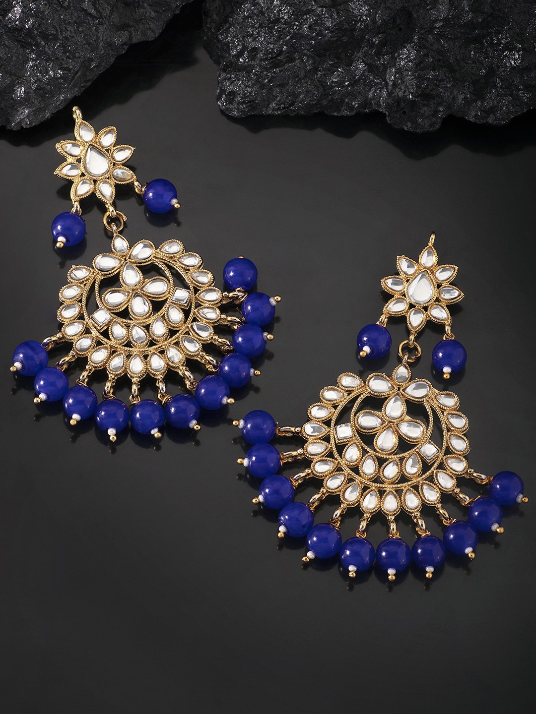 

Peora Blue & Gold-Toned Classic Chandbalis