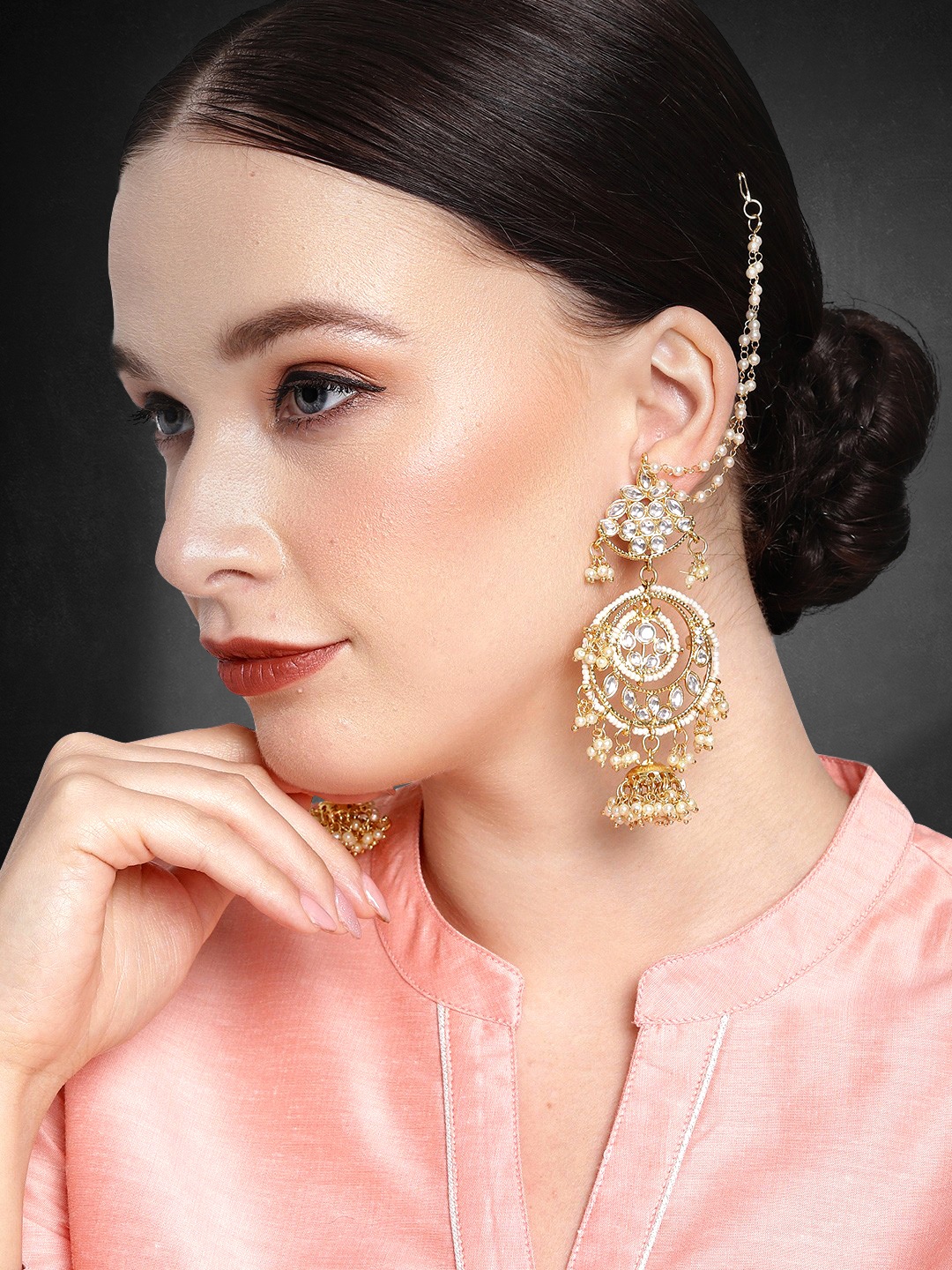 

Peora White & Gold-Toned Classic Chandbalis