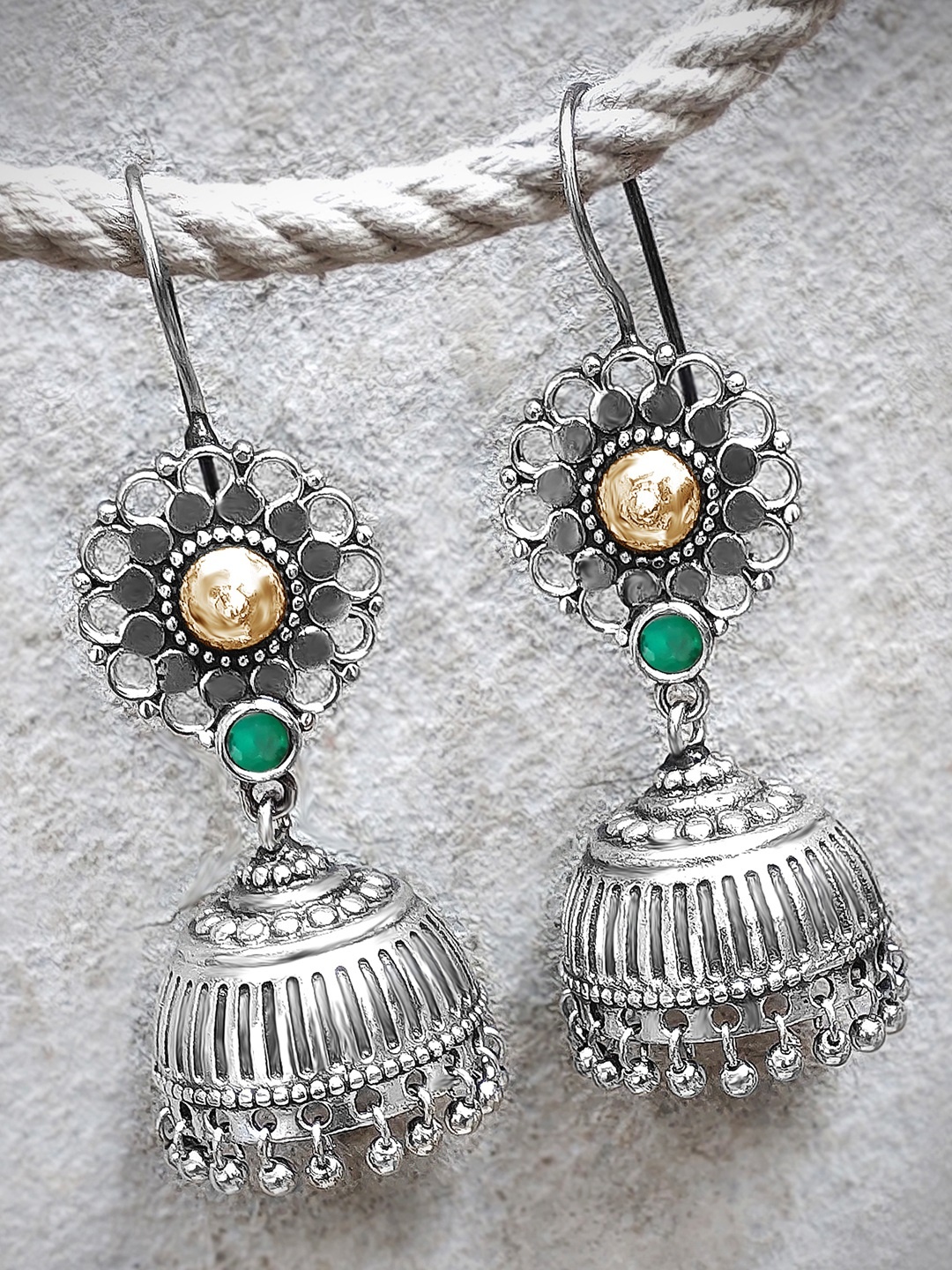 

Peora Oxidised Silver-Plated Dome Shaped Afghan Jhumkas