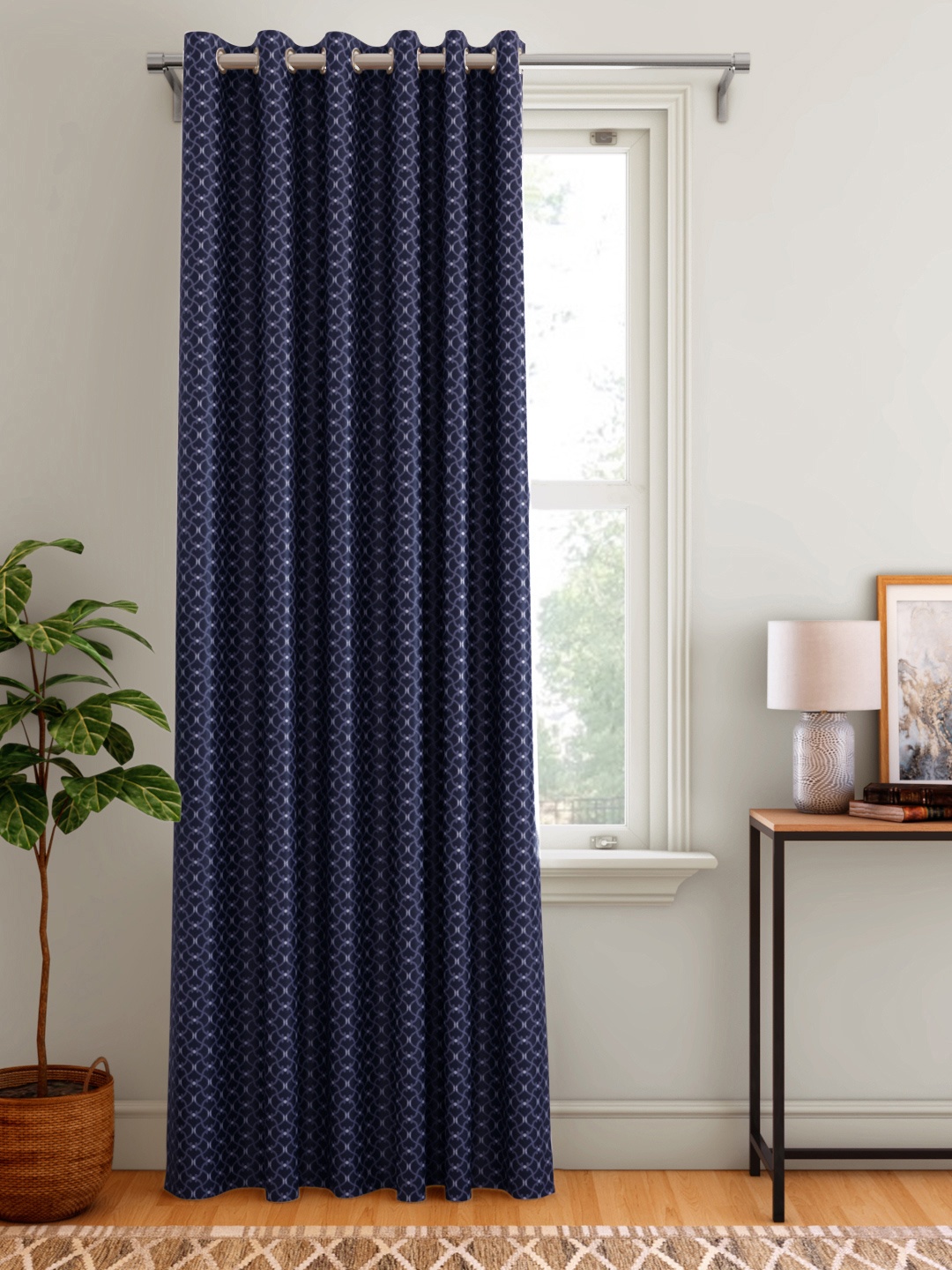 

Aura Navy Blue & Grey Ethnic Motifs Patterned Door Curtain