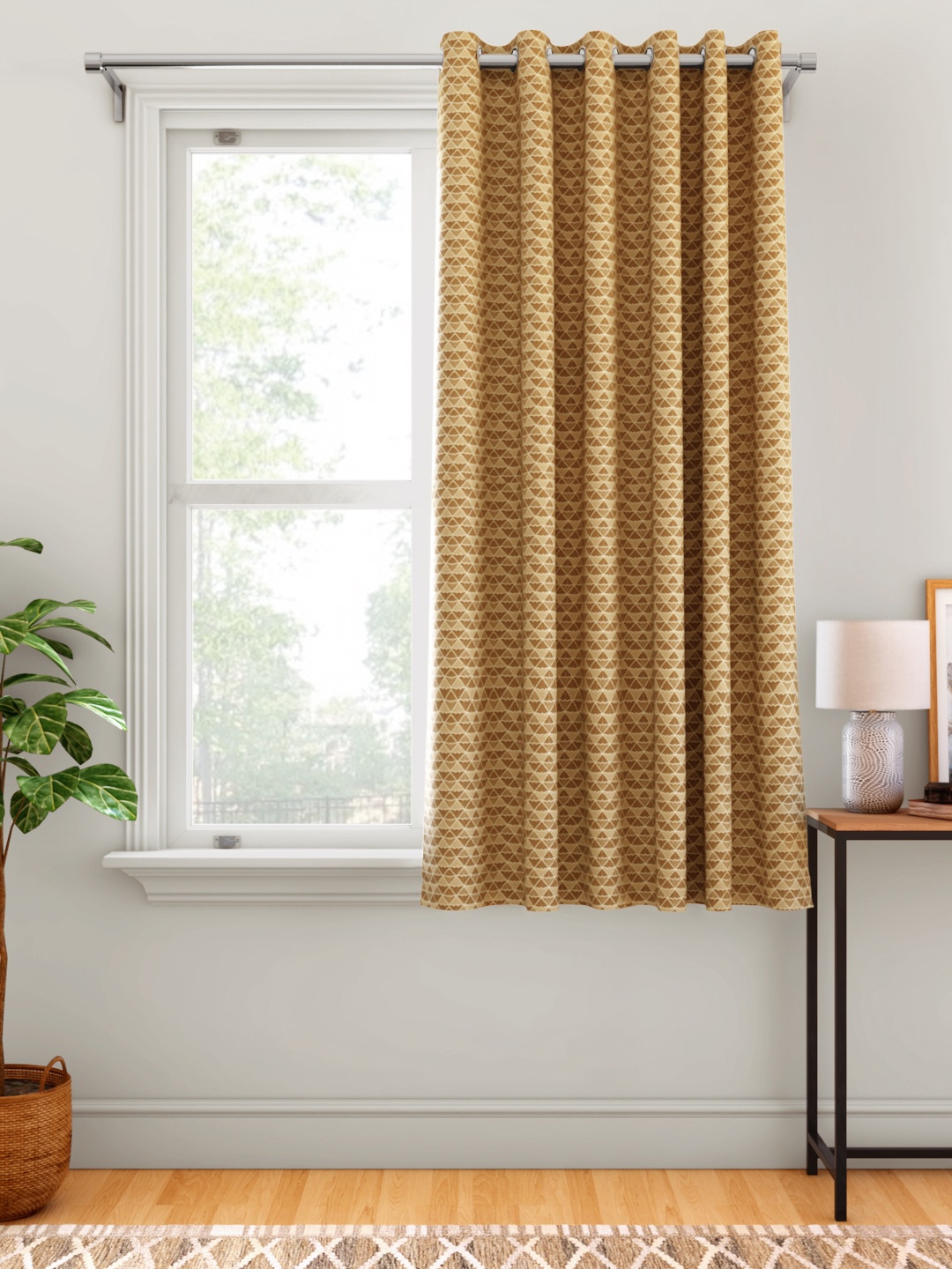 

Aura Beige & Brown Patterned Single Window Curtain