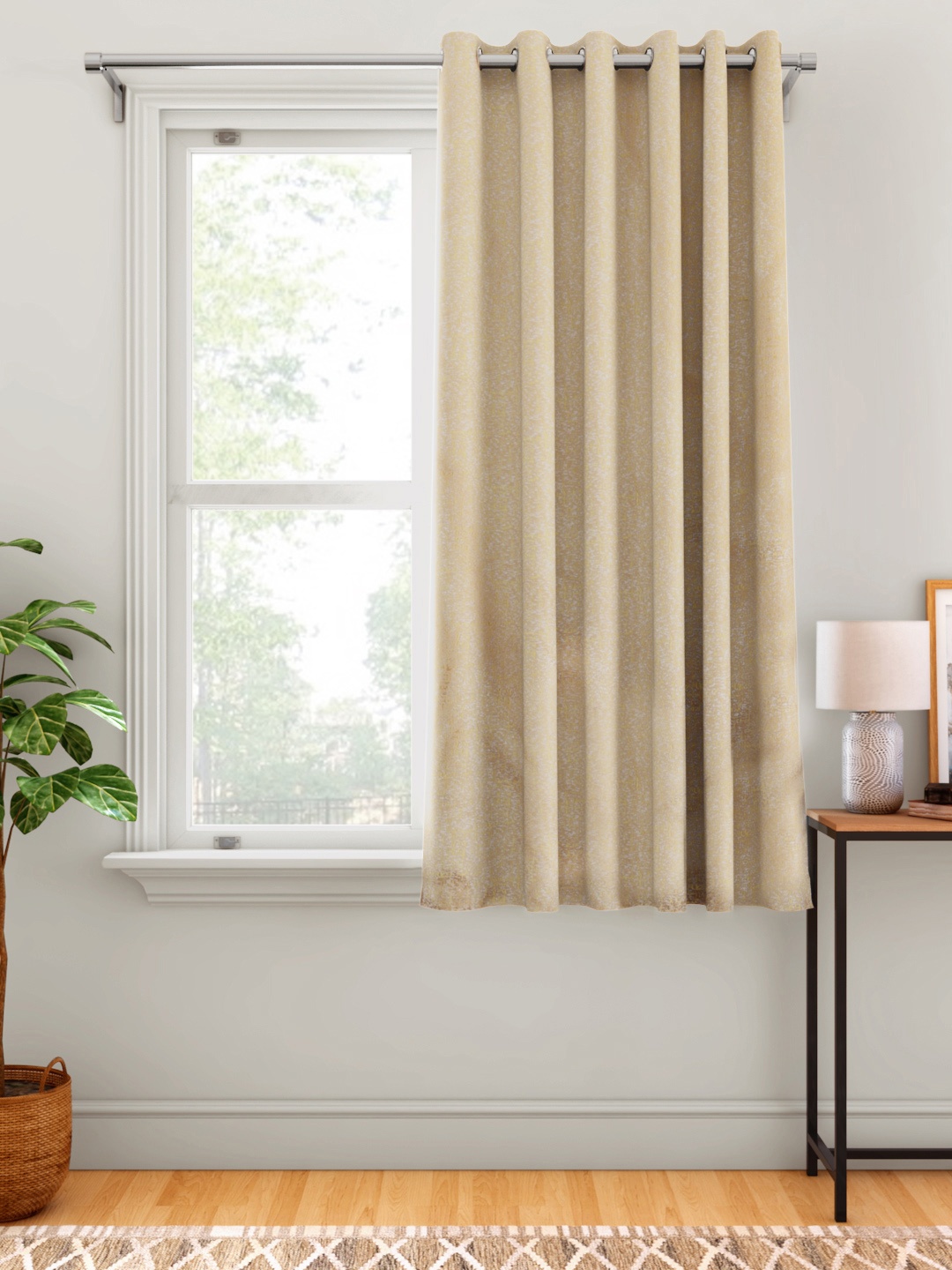 

Aura Beige & Gold-Toned Abstract Self Design Window Curtain