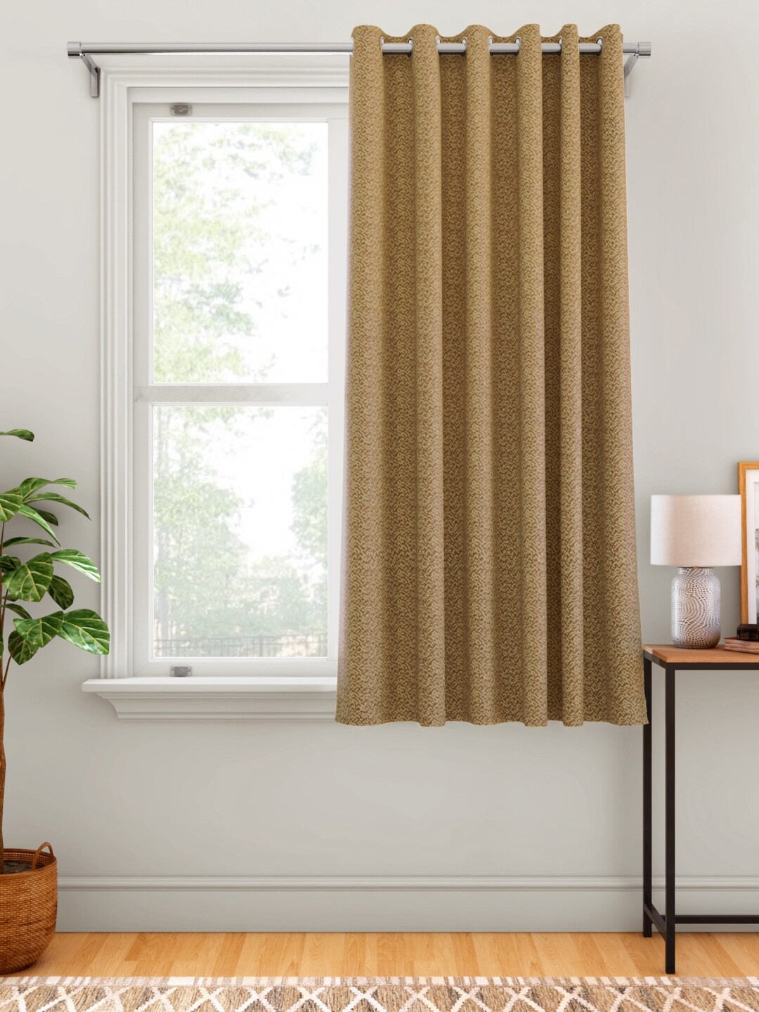 

Aura Brown Abstract Single Window Curtain