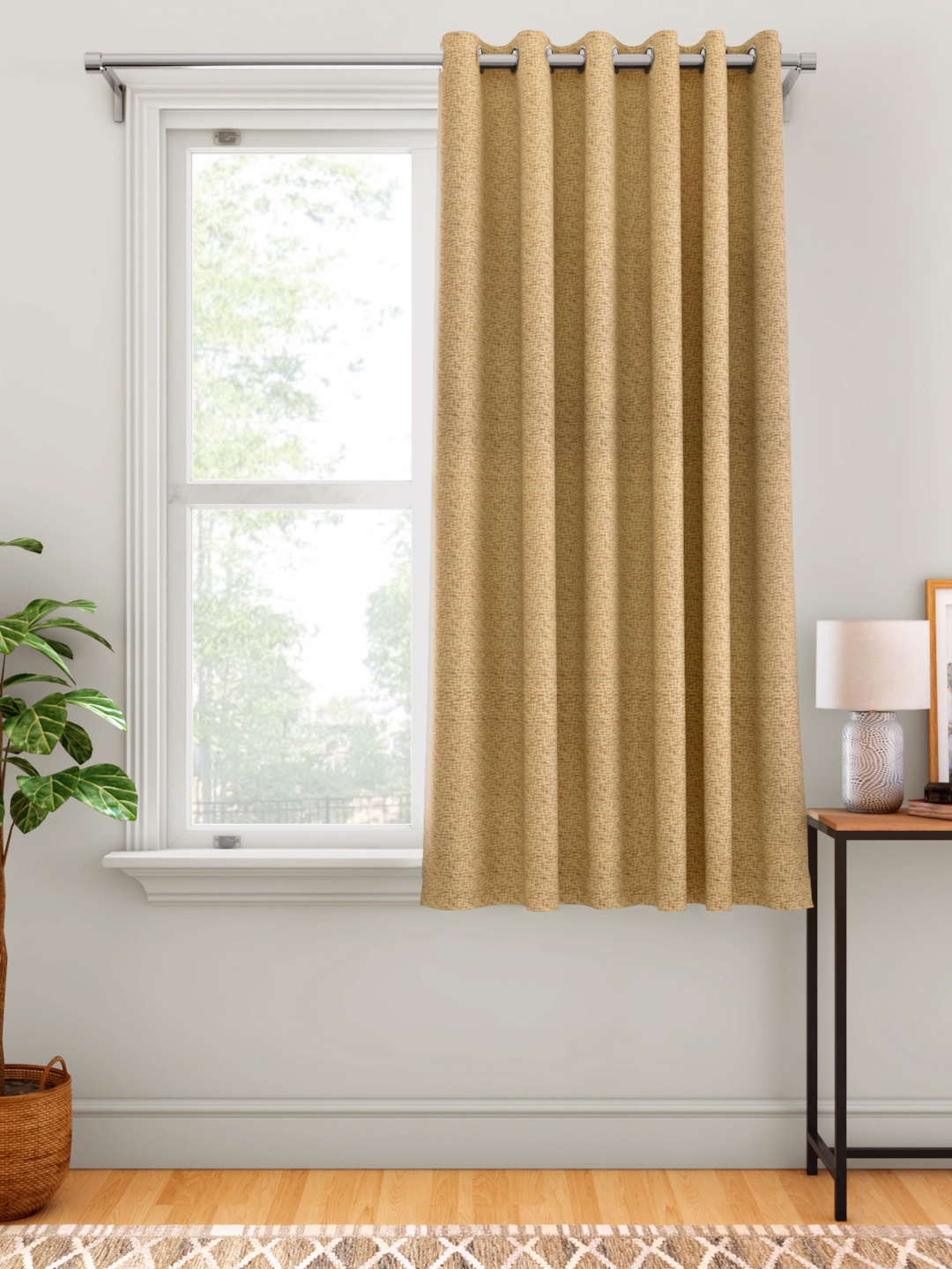 

Aura Brown Textured Single Window Curtain